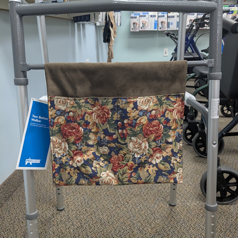 Floral Walker Bag with Brown Suede Backing